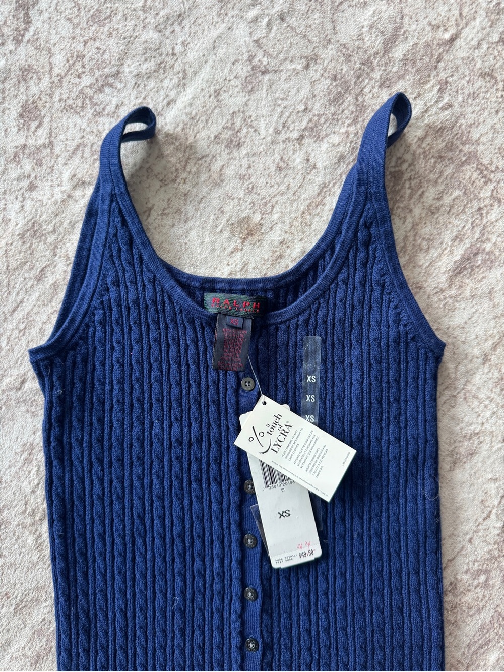 Ralph Lauren Navy Cable-Knit Button-Front Tank - Picture 3 of 4
